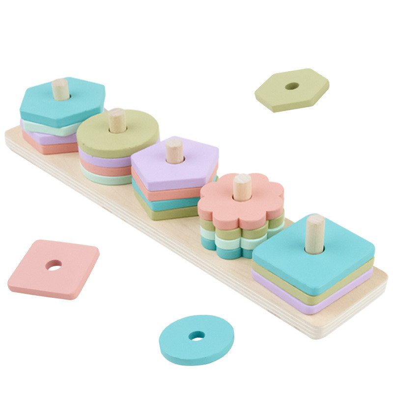 Safe Pine Wood Educational Toys - Geometric Shape Combination Game for Preschool Learning