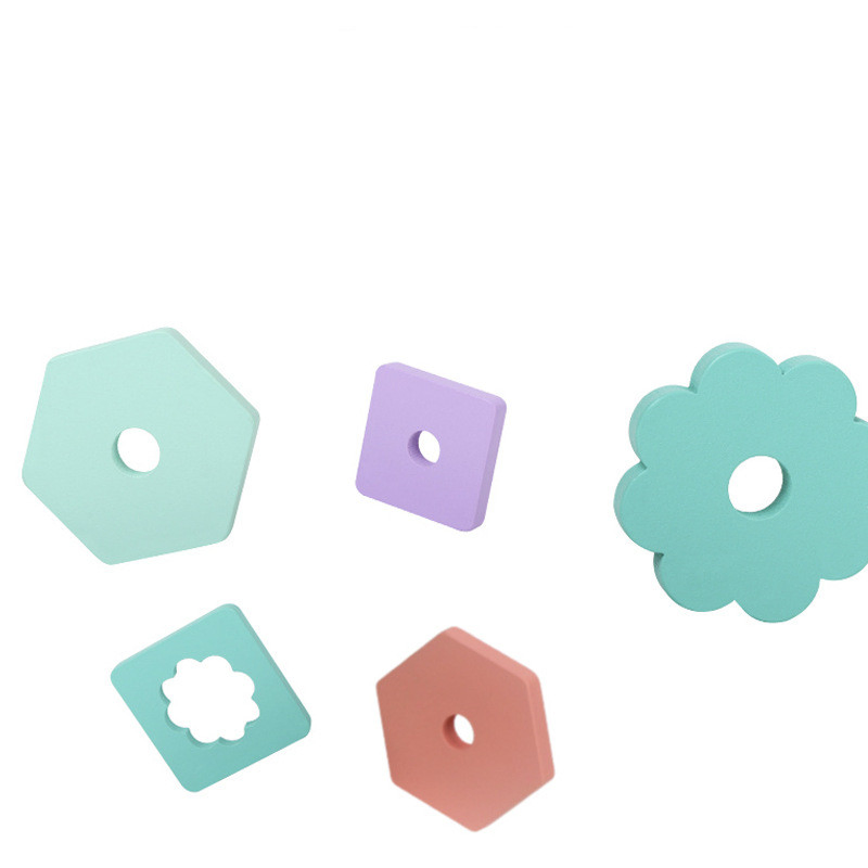 Safe Pine Wood Educational Toys - Geometric Shape Combination Game for Preschool Learning