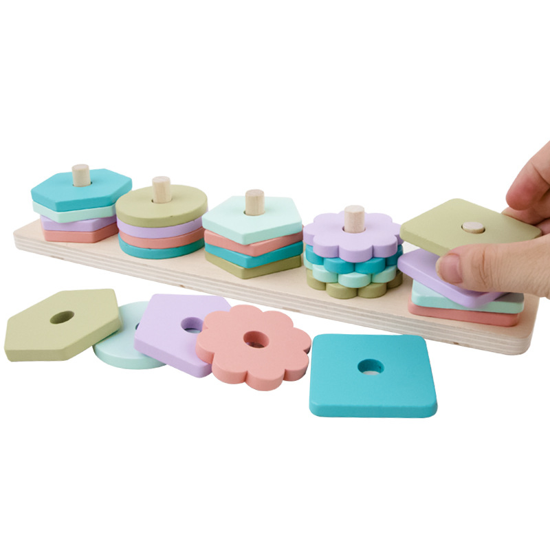 Safe Pine Wood Educational Toys - Geometric Shape Combination Game for Preschool Learning