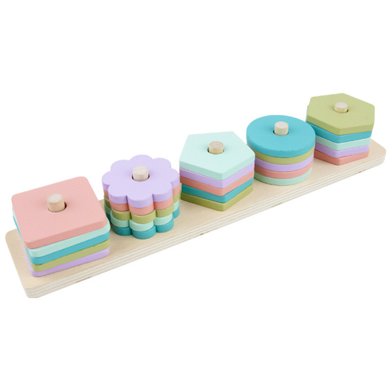 Safe Pine Wood Educational Toys - Geometric Shape Combination Game for Preschool Learning