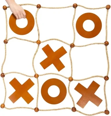Premium Wooden Tic Tac Toe Game Set for Kids and Adults - Educational Outdoor Yard Toy