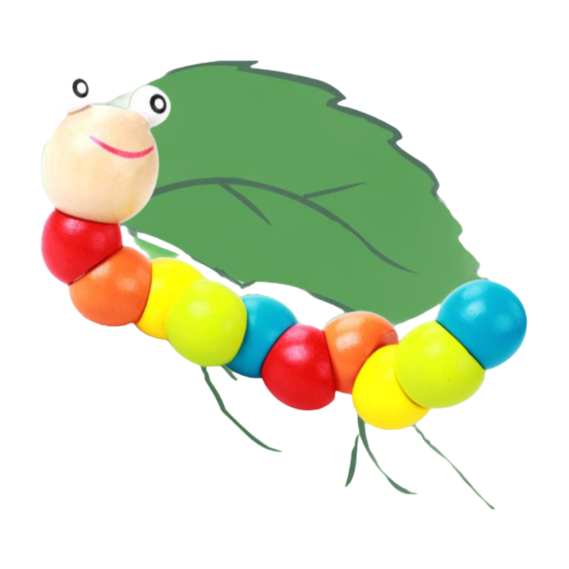 High Quality Wooden Worm Toy for Kids - Safe Pine Material Educational Toy 3-8 Years