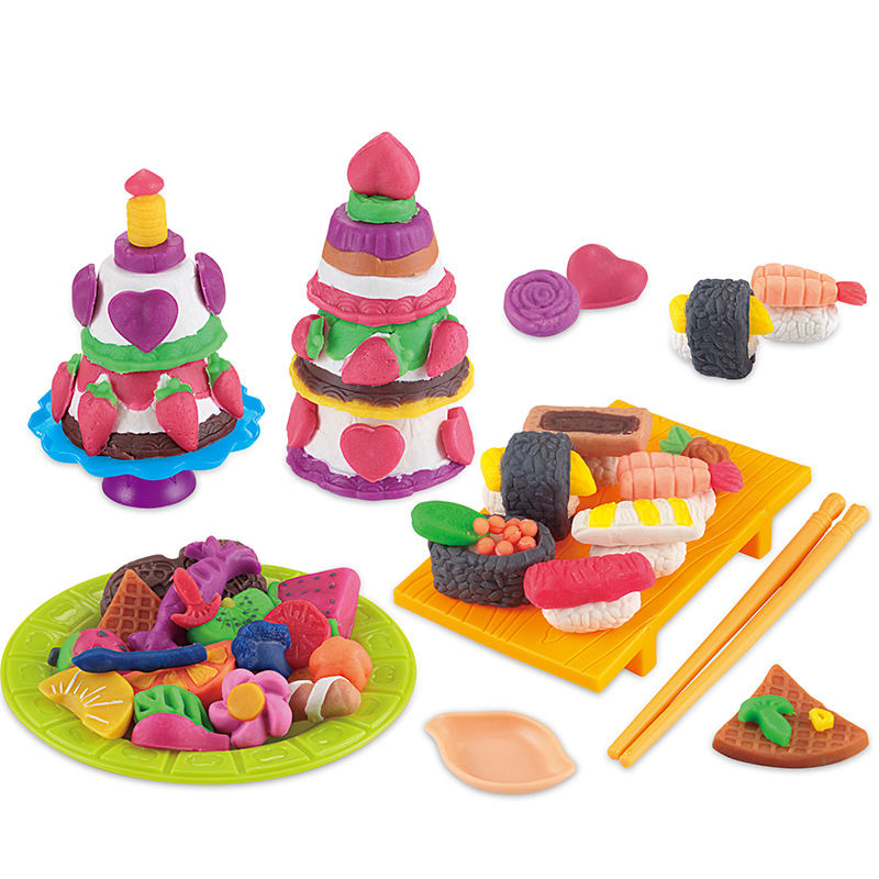 Bulk Wholesale Play Clay Set with Dumpling Waffle Sushi Cake Molds for Children
