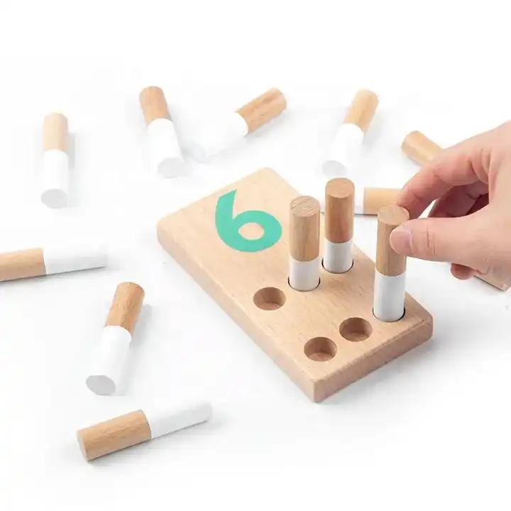 Wholesale Pine Wood Counting Peg Toys - Customizable Montessori Learning Puzzle
