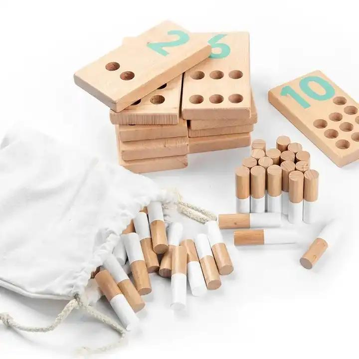 Wholesale Pine Wood Counting Peg Toys - Customizable Montessori Learning Puzzle