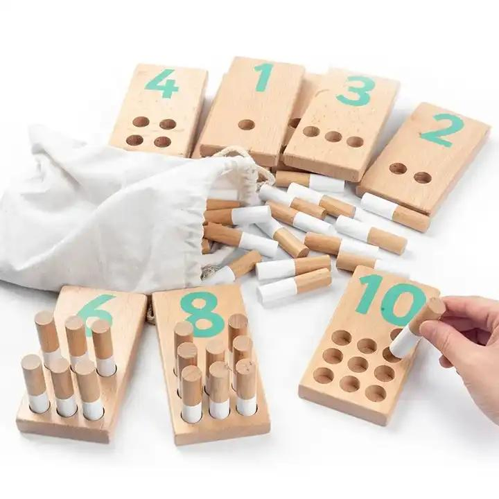 Wholesale Pine Wood Counting Peg Toys - Customizable Montessori Learning Puzzle