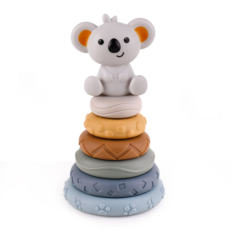 Multicolor Silicone Baby Teething Stacking Toy for Early Education and Sensory Development