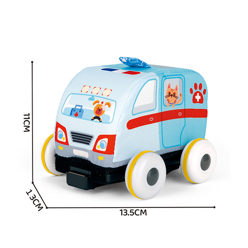 2.4G RC Soft Plush Ambulance Car Toy for Kids Ages 3-8 Years Educational Remote Control Vehicle