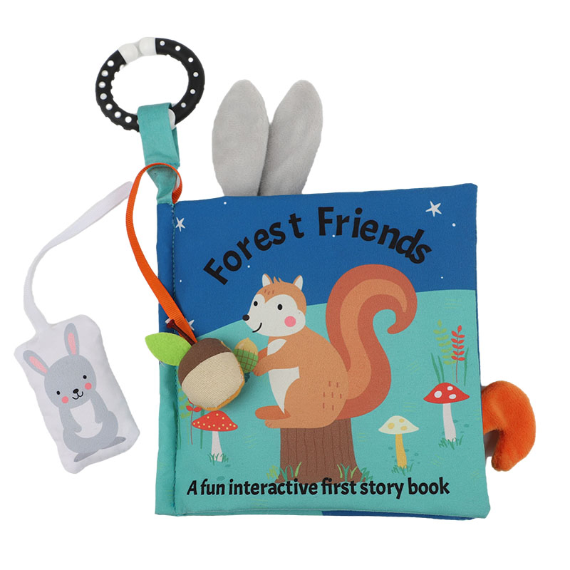 Custom Printed Polyester Baby Cloth Book with Bells & Mirrors - 10 Pages Educational Toy