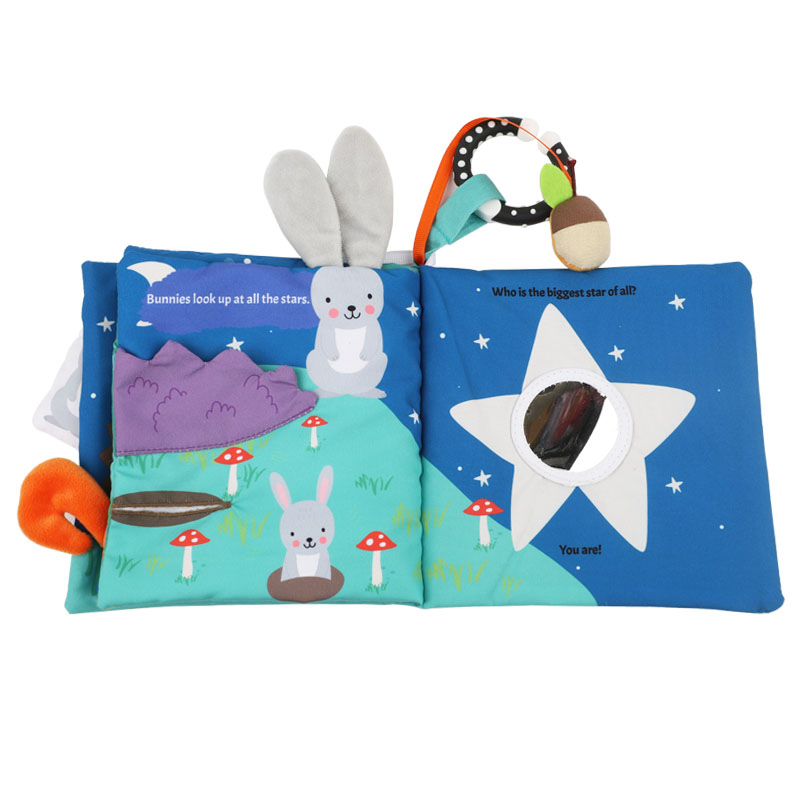 Custom Printed Polyester Baby Cloth Book with Bells & Mirrors - 10 Pages Educational Toy