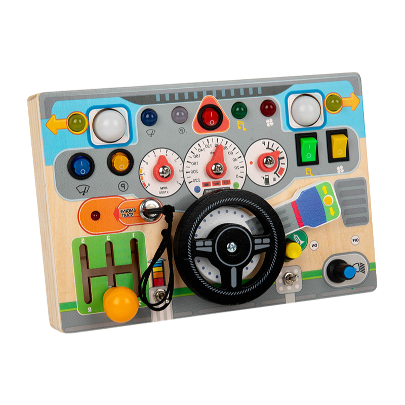Wholesale OEM Wooden Steering Wheel Educational Toy for Kids with Color Box Packaging