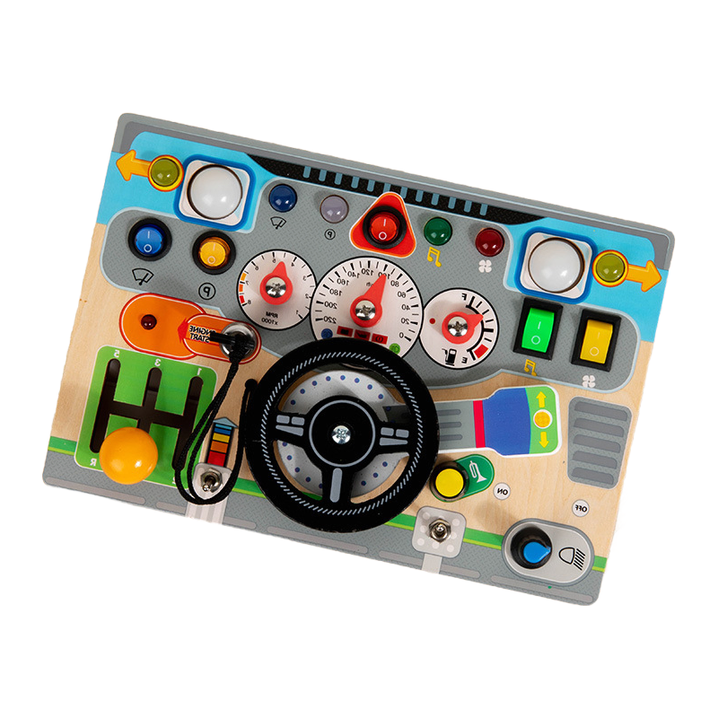 Wholesale OEM Wooden Steering Wheel Educational Toy for Kids with Color Box Packaging