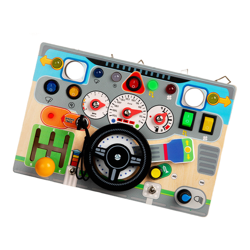 Wholesale OEM Wooden Steering Wheel Educational Toy for Kids with Color Box Packaging