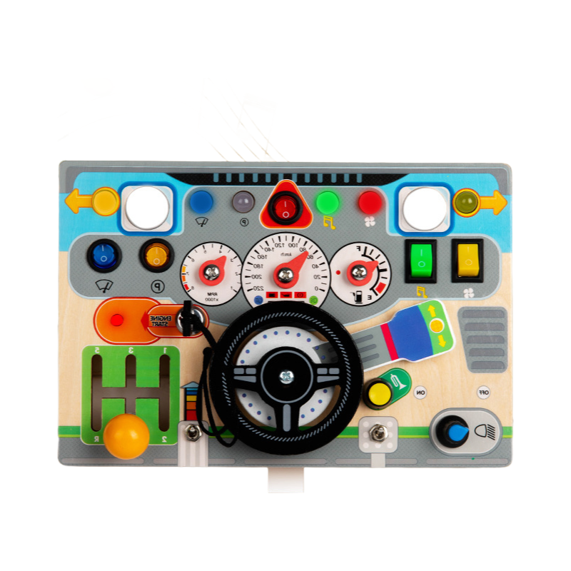 Wholesale OEM Wooden Steering Wheel Educational Toy for Kids with Color Box Packaging