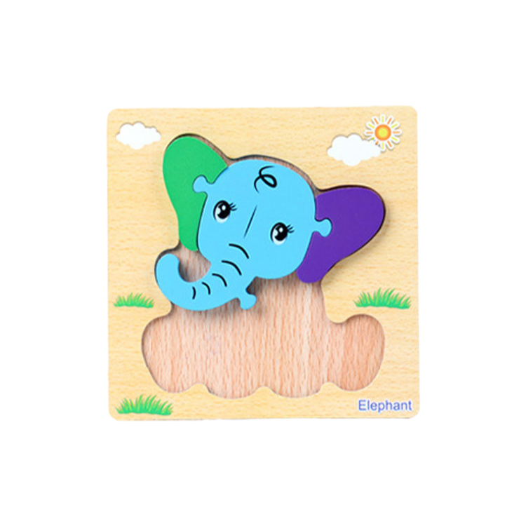 Wooden Elephant Puzzle for Toddlers - Early Learning Animal Shape Educational Toy Z14183D