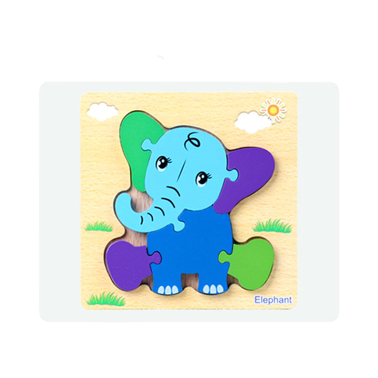 Wooden Elephant Puzzle for Toddlers - Early Learning Animal Shape Educational Toy Z14183D