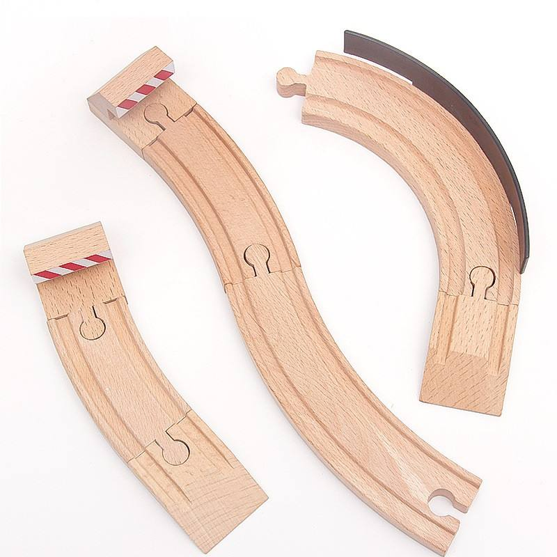 Premium Wooden Train Tracks Set with Rail Station Accessories - Educational DIY Toy for Kids