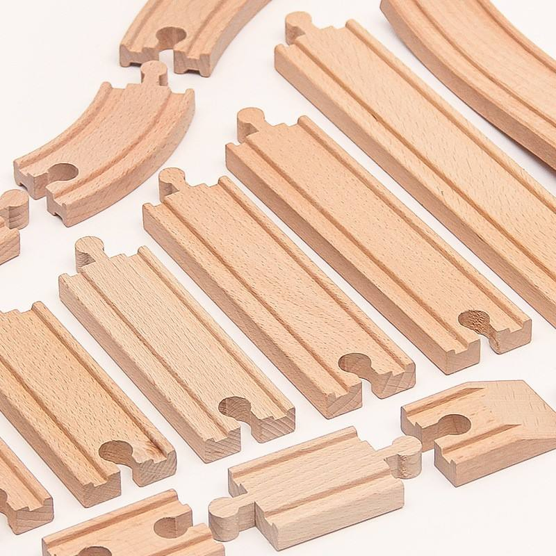 Premium Wooden Train Tracks Set with Rail Station Accessories - Educational DIY Toy for Kids