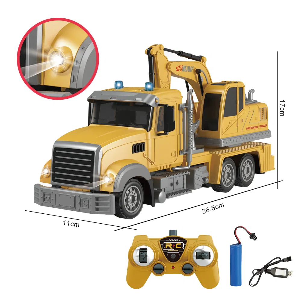 1:24 Scale Electric RC Construction Truck Toy - High Quality Plastic Educational Remote Control Vehicle