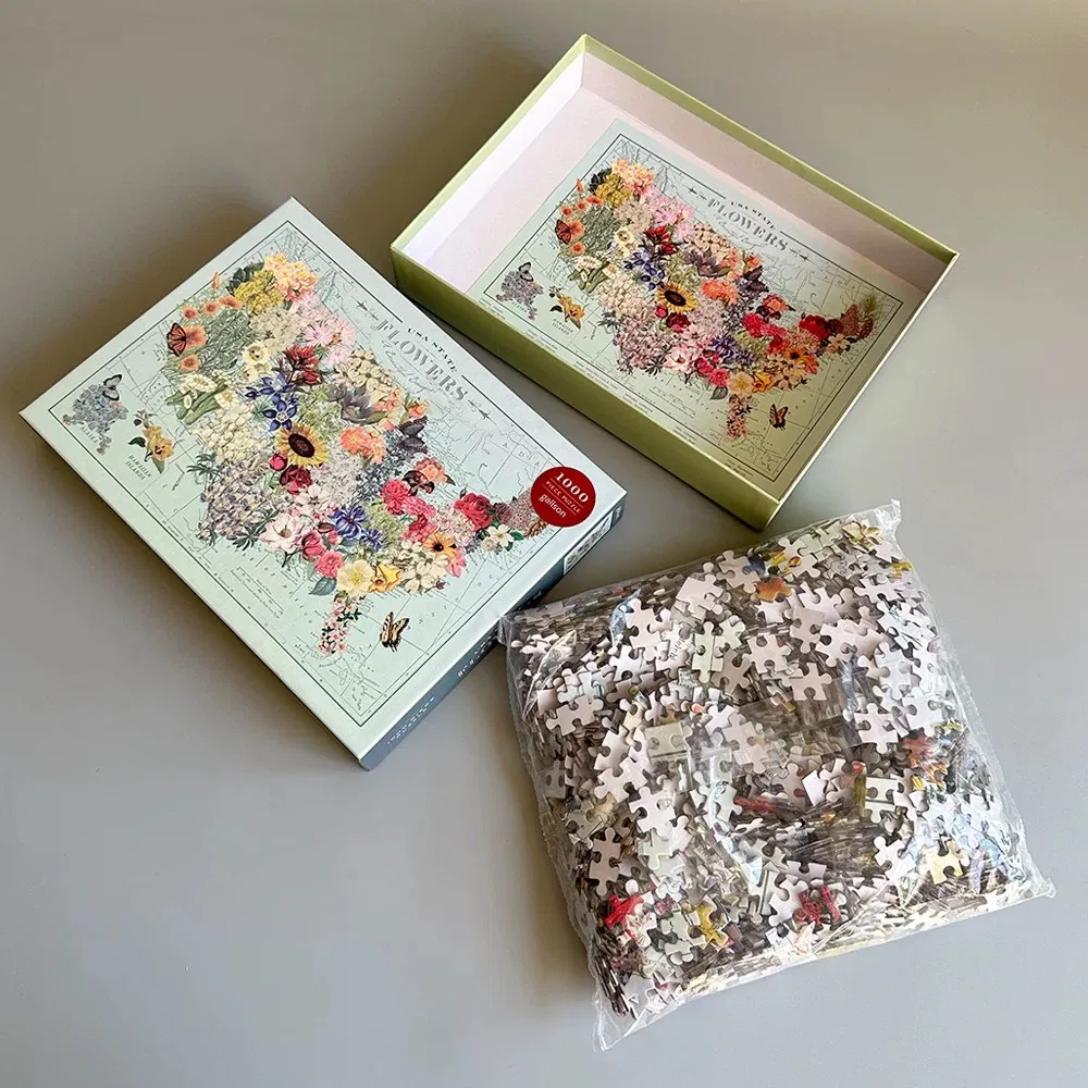 Custom 1000-Piece Flower Jigsaw Puzzle - Educational Kids Floor Puzzle Toy with High-Quality Printing