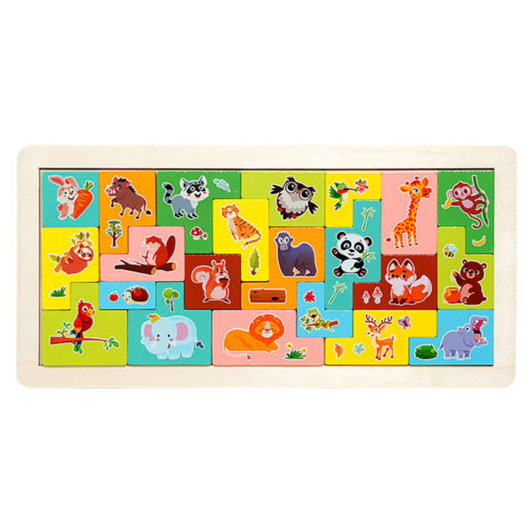 Premium Educational Wooden Puzzle Blocks for Kids - Safe & Eco-Friendly Learning Toy Z14316D