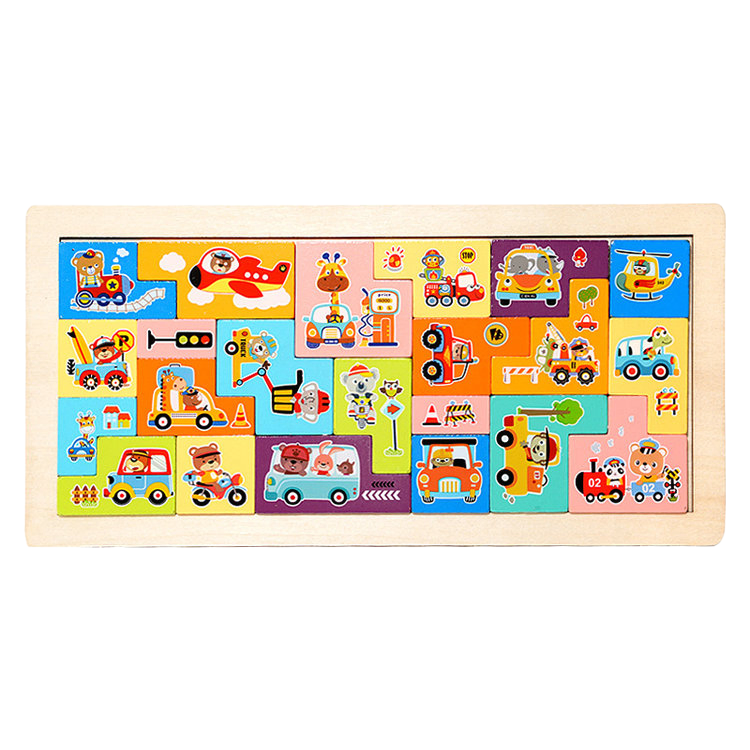 Premium Educational Wooden Puzzle Blocks for Kids - Safe & Eco-Friendly Learning Toy Z14316D