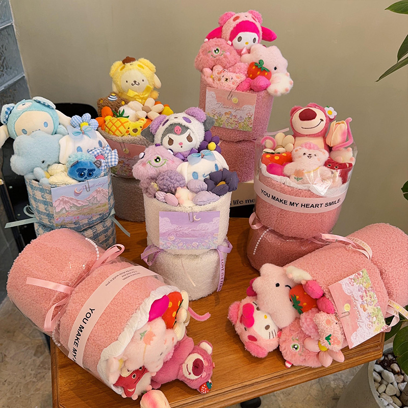 Cartoon Plush Pumping Rope Storage Bag 20*15*35cm – PP Cotton Filling, Wholesale MOQ 50pcs OEM Available