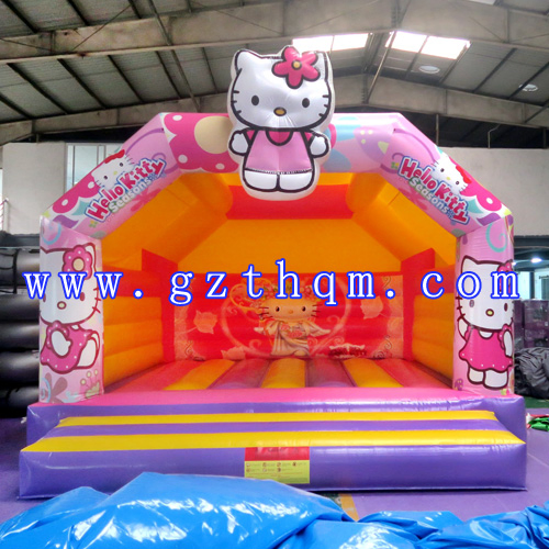 Amusement Park 0.55mm PVC 4X3m Hello Kitty Inflatable Bouncer – CE 1pc MOQ OEM 7-10 Day Lead Time