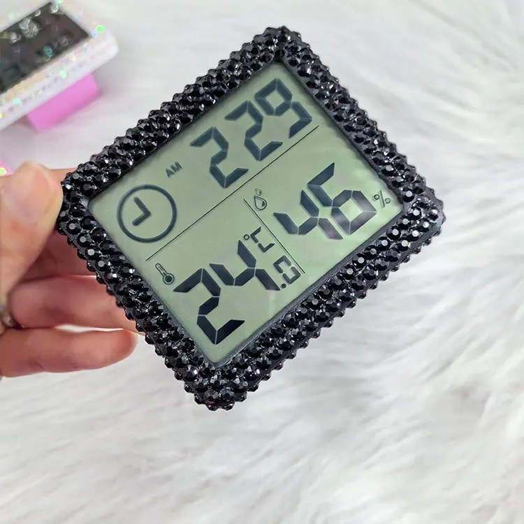 Factory Direct Mini Bling Digital Hygrometer Thermometer, 1°C Accuracy, OEM Available, MOQ 10, CE Cert