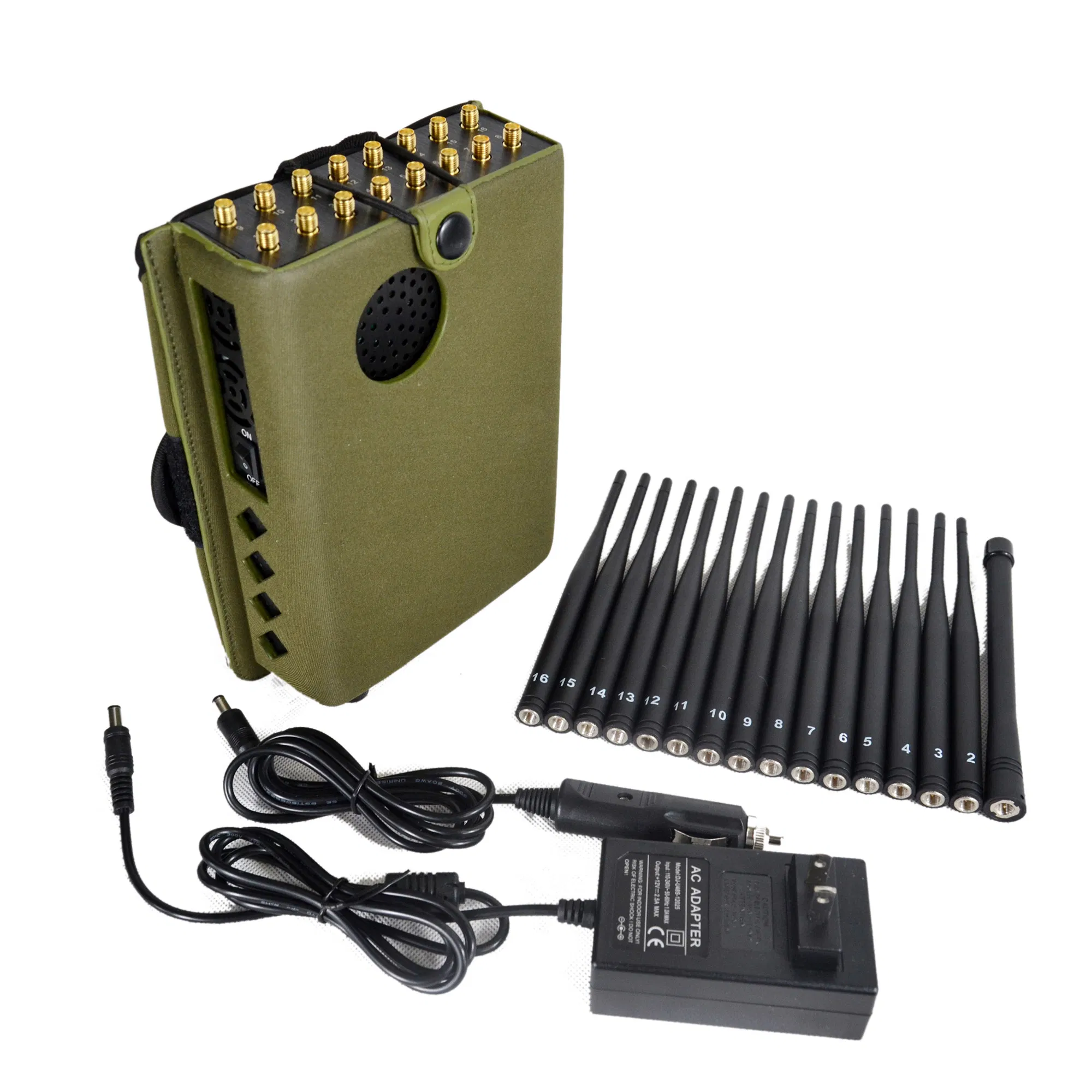 Secure Lab Use 16-Band 16W Signal Jammer – 2-25m Block Radius, SGS Inspected, COC Available, MOQ 1pc