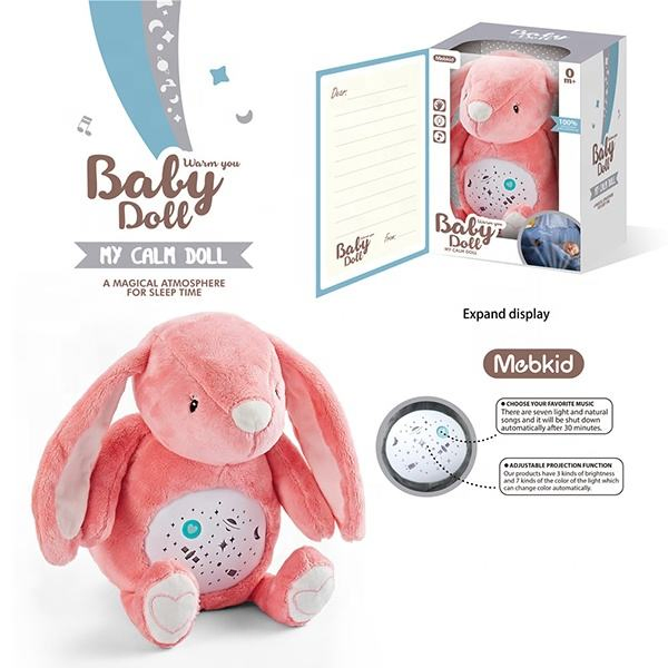 Baby Product Manufacturing Plush Projection Pacifying Rabbit Doll – 1kg Unit Weight, Factory-Direct OEM CE Supply