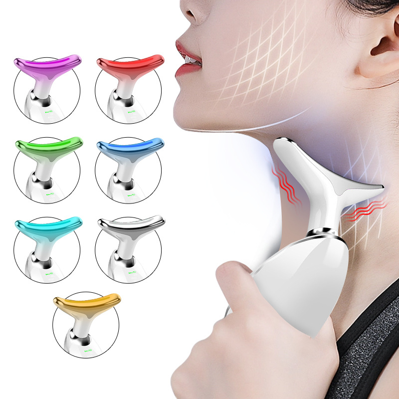 Factory Direct ABS Stainless Steel 7 Colors LED Neck Lifting Massager, 7000/M Vibration, CE ROHS, OEM, MOQ 50