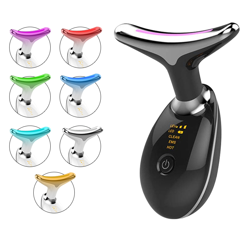 Factory Direct ABS Stainless Steel 7 Colors LED Neck Lifting Massager, 7000/M Vibration, CE ROHS, OEM, MOQ 50