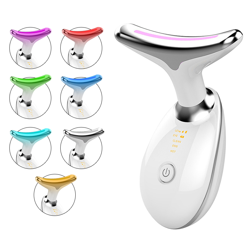 Factory Direct ABS Stainless Steel 7 Colors LED Neck Lifting Massager, 7000/M Vibration, CE ROHS, OEM, MOQ 50