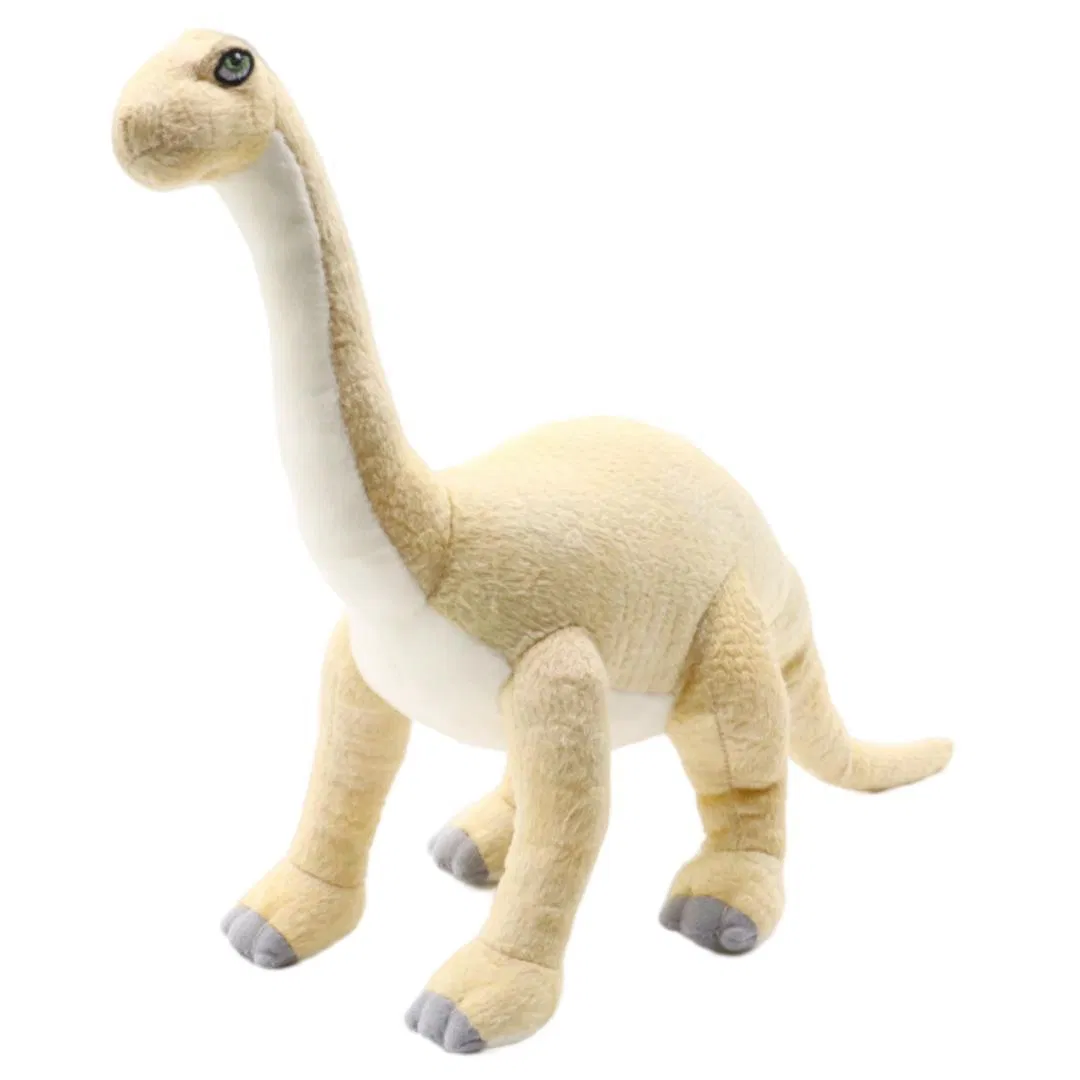 Patented Precision Machine-Stitched Standing Design 60cm Beige Plush Brachiosaurus Toy – Multi Safety Certified, Custom Licensed Manufacturer