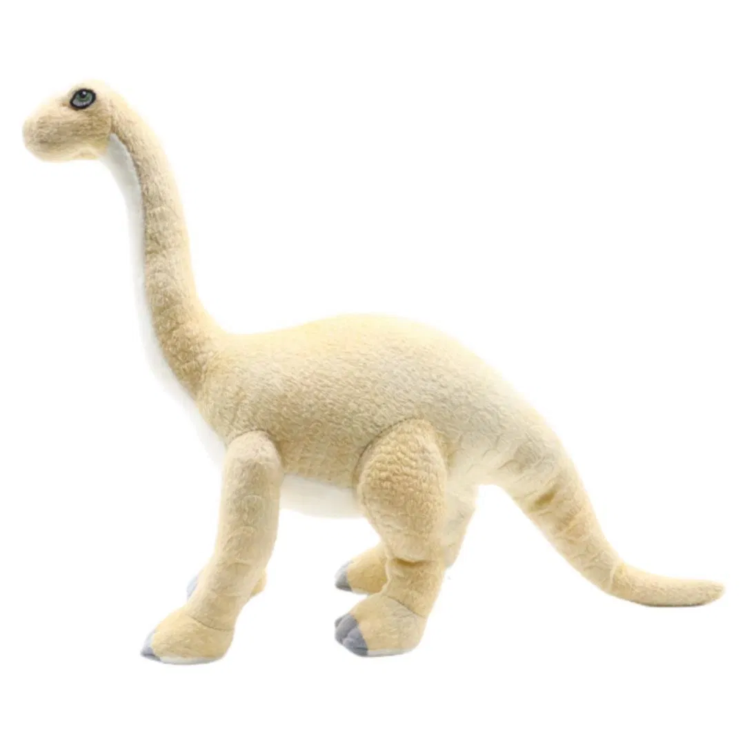 Patented Precision Machine-Stitched Standing Design 60cm Beige Plush Brachiosaurus Toy – Multi Safety Certified, Custom Licensed Manufacturer