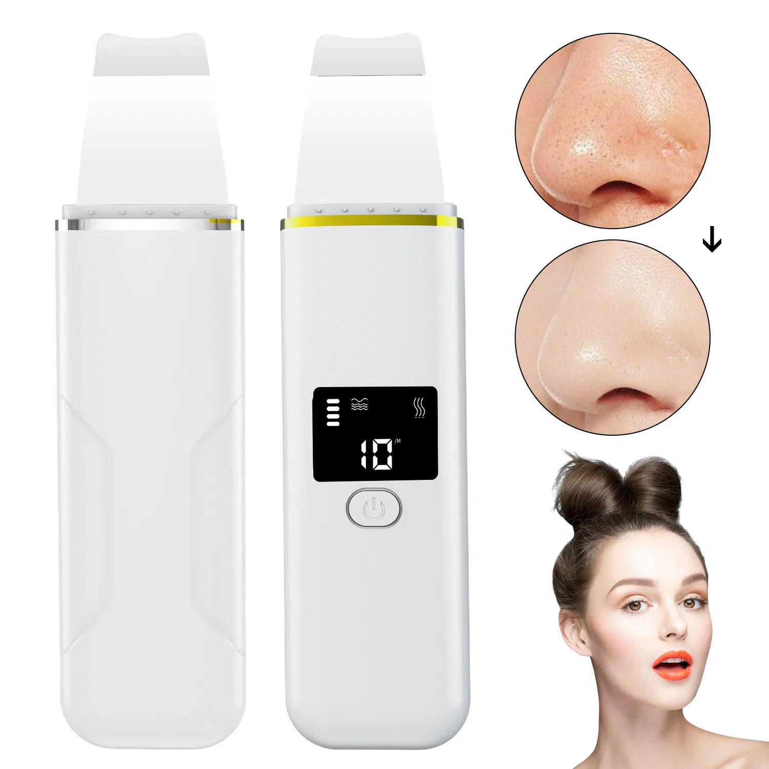 Factory Direct 17.1*4.3CM Ultrasonic Blackhead Shovel Beauty Instrument, OEM, MOQ 50pcs CE