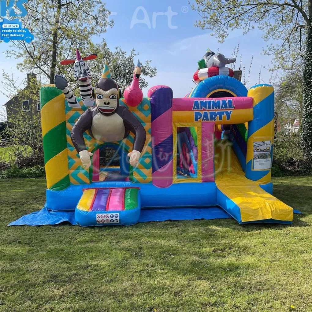 Factory Direct 0.55mm PVC Animal Inflatable Bouncy Castle with Full CE Test Report, 3.1x2.45x2.58mH, MOQ 1pc