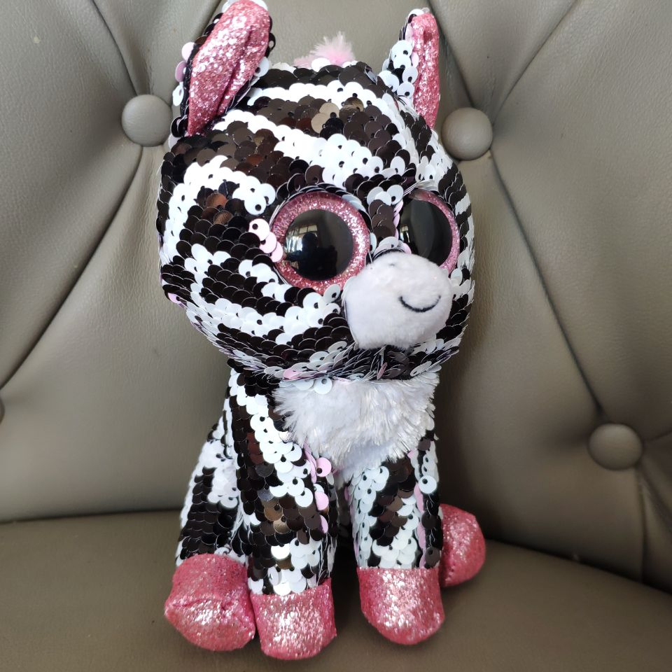 15cm Sequin Zebra Plush Toys – Factory Price No Middleman, 100% PP Cotton Filling, MOQ 500pcs, OEM Supported