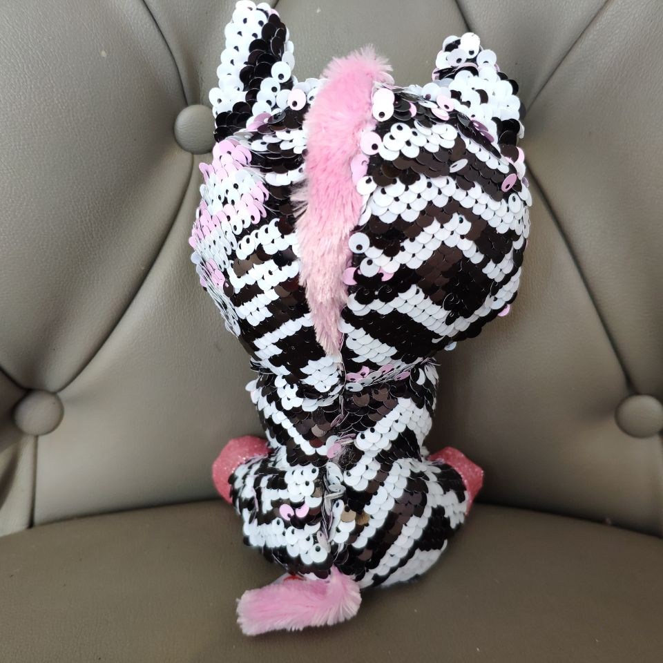 15cm Sequin Zebra Plush Toys – Factory Price No Middleman, 100% PP Cotton Filling, MOQ 500pcs, OEM Supported