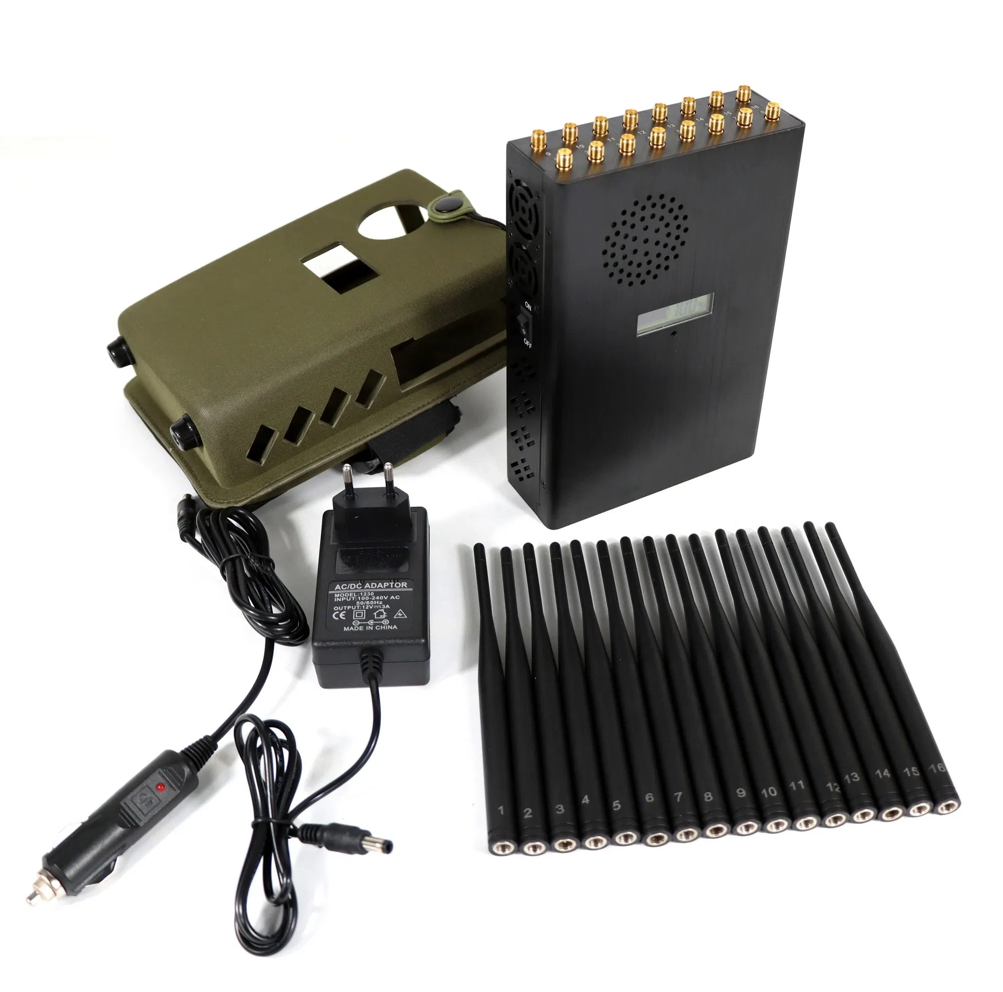 16-Antenna 5G Cell Phone Signal Jammer N16D – 1900~1990MHz Range, 25m Max Jamming Radius, CE Cert, MOQ 1pc OEM Supported
